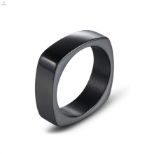Geometry Black Stainless Steel Simple Square Ring